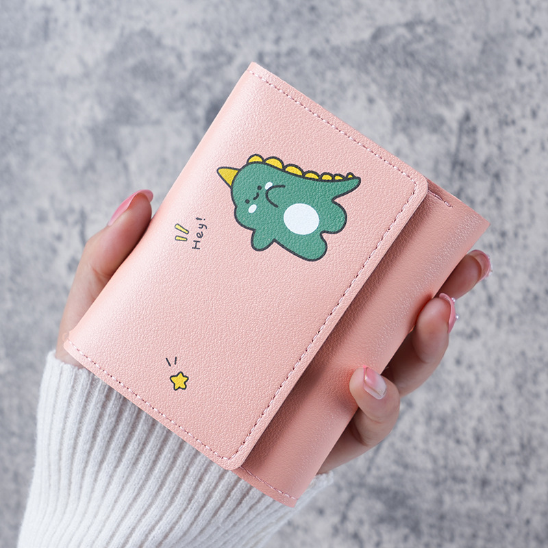 New fresh and cute printed cow 30% off push-button wallet for women, short student multi-slot card bag wallet full figure