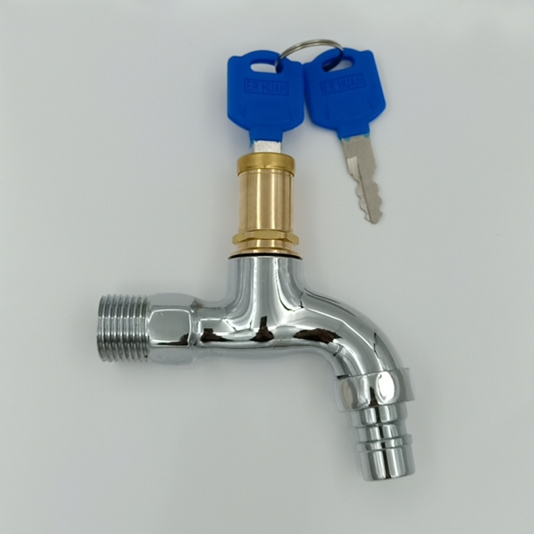 Household outdoor anti-theft key for export, 4-point, with key faucet, brass quick-opening, stainless steel 304, washing machine water faucet full figure