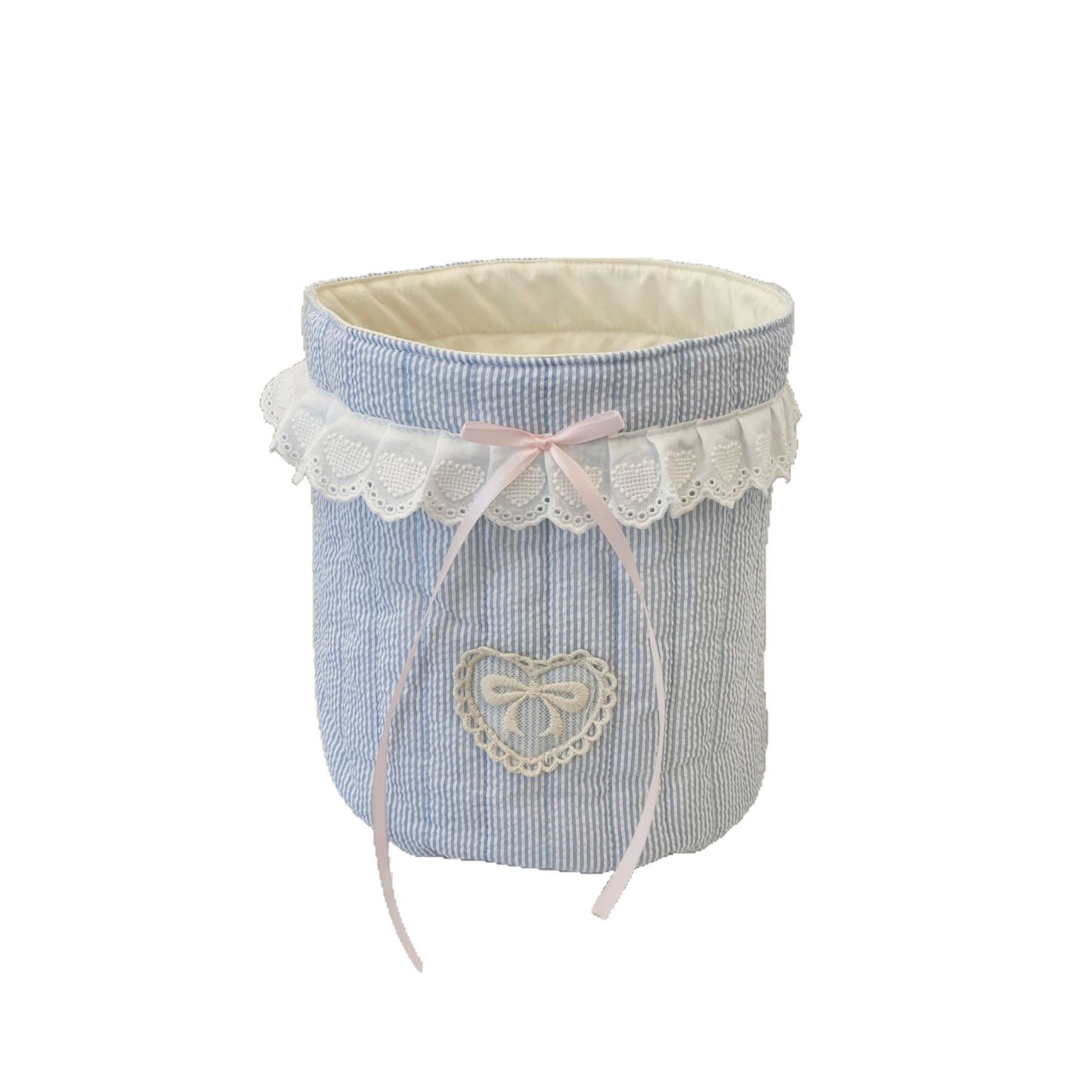 54141 Korean-style quilted girl fabric desktop storage and organization basket cylinder, miscellaneous and snack storage basket Item Picture