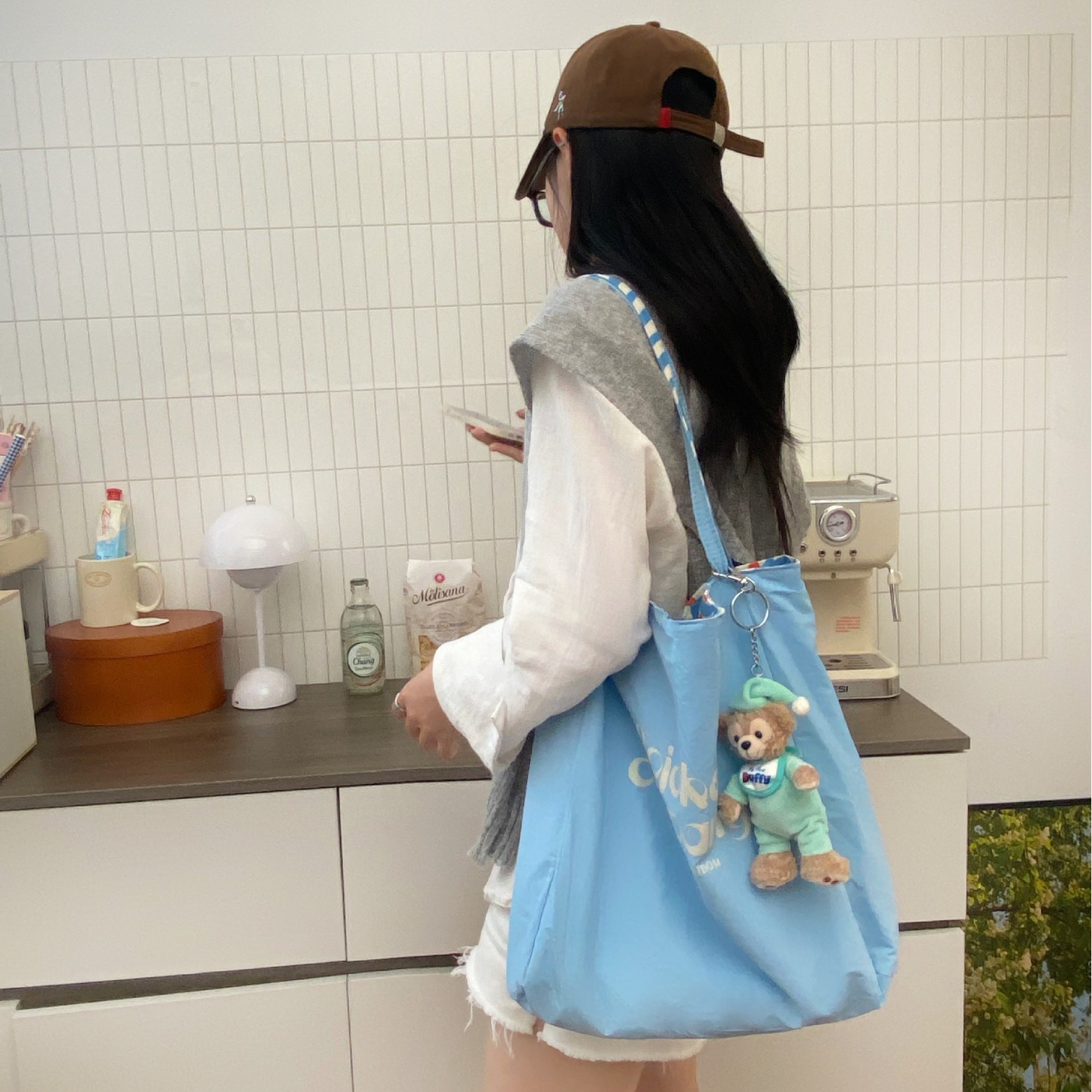 Lazy sail fabric bag, Korean-style relaxed tote bag, large capacity AB side single-shoulder bag, tote bag, underarm bag Specification drawing