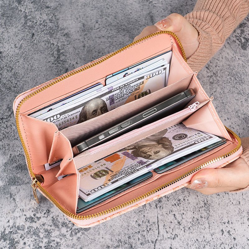 2024 New style long Korean-style fashionable hand-held coin purse with zipper and multi-functional women's mobile phone case details Picture