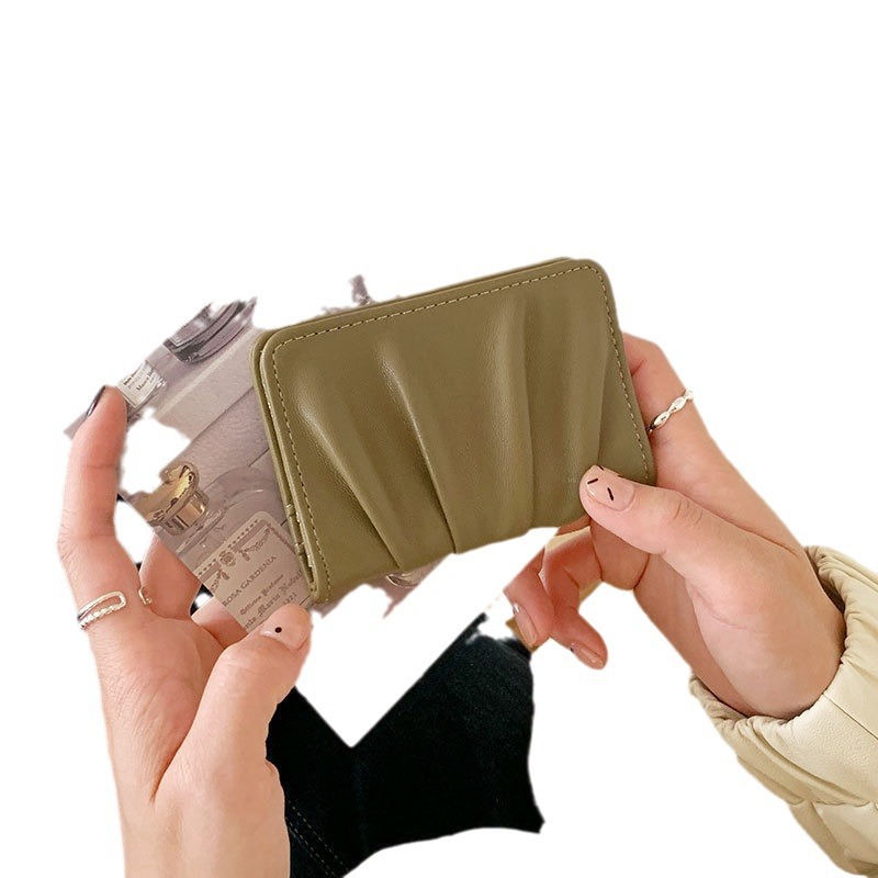 Super popular pleated wallet ~ Instagram bestseller simple small card wallet, multi-color in stock solid color versatile coin wallet Item Picture