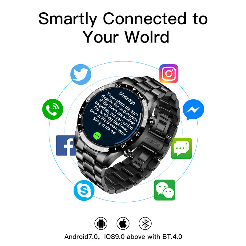 LIGE cross-border exclusive full touch screen Bluetooth call smartwatch, IP67 waterproof step count heart rate sports watch Specification drawing
