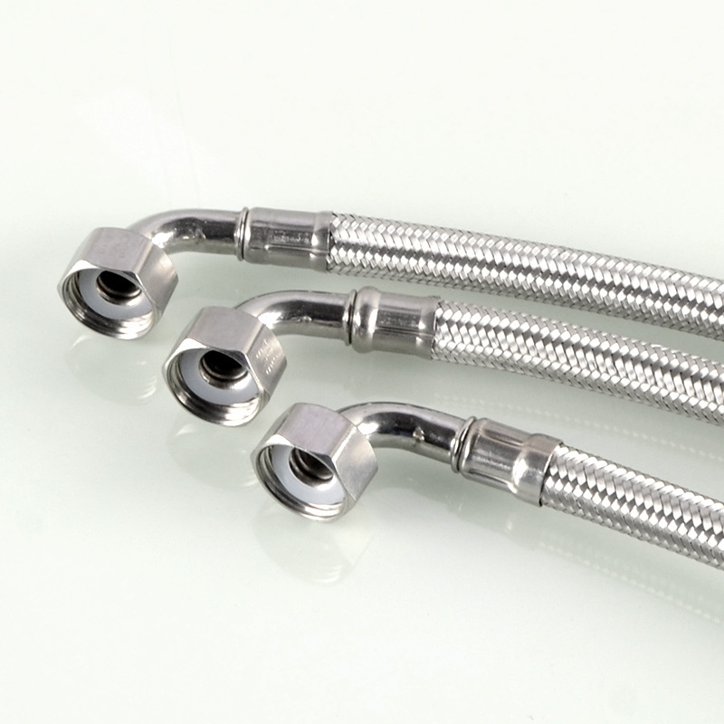 Single-sided union elbow, 304 stainless steel braided hose, water heater, toilet Angle valve, faucet, cold and hot water inlet pipe Item Picture