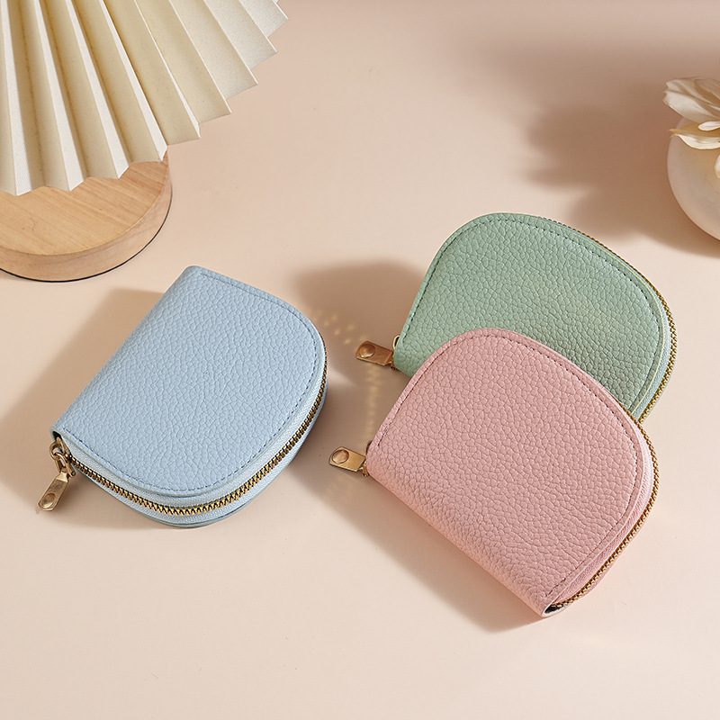 Fashionable and fresh shell semi-circular organ card case for women, multi-slot large-capacity card holder, credit card storage bag for delivery full figure
