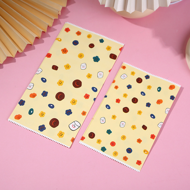 ins style, high appearance level, caramel-colored cartoon kraft paper bag, gift bag, sticker, candy, hairpin, small item storage paper bag details Picture