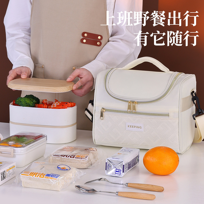 Cross-border new products: Geyun diagonal cross insulated bag, office worker insulated lunch box bag, portable insulated bag, Lunch box bag details Picture