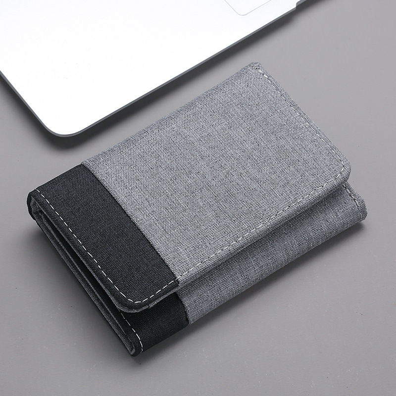 Canvas wallet for men, short student wallet, simple color-blocking denim 30% off wallet in stock wholesale details Picture