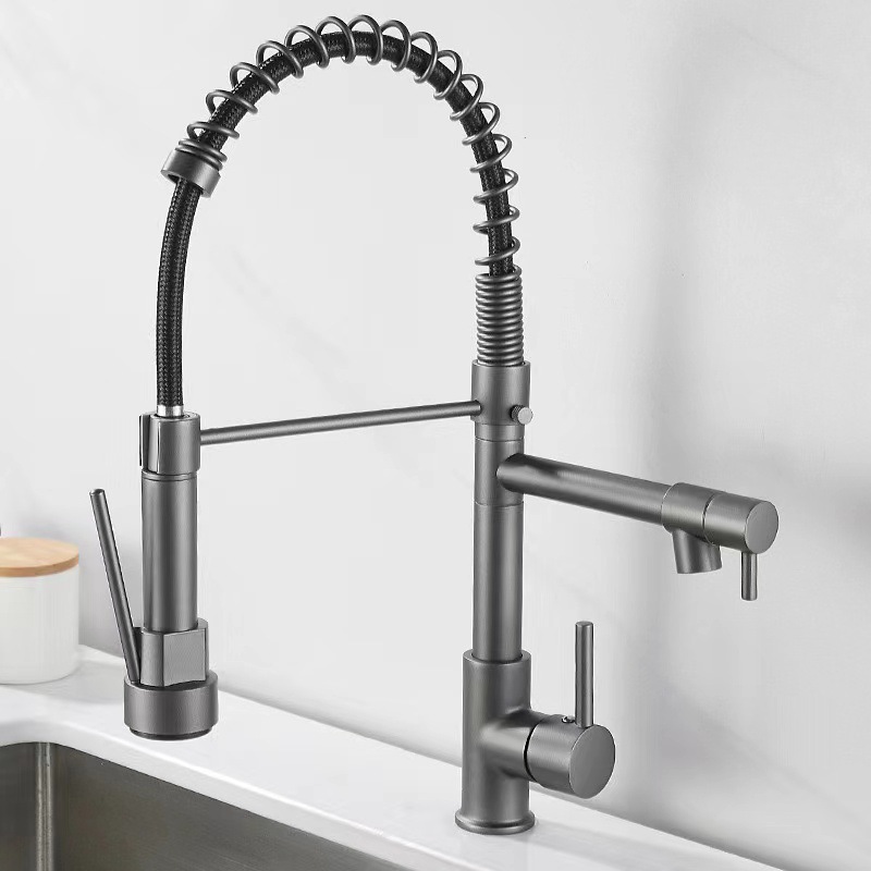 Cross-border supply of pull-out kitchen hot and cold water faucets, telescopic and rotating washbasins, sinks, and spring faucets full figure