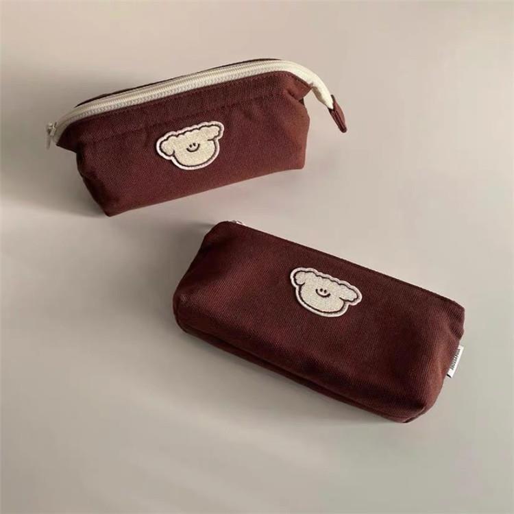 Cute cat and dog canvas pen case, dirt-resistant student pencil case, stationery bag, large-capacity stationery and makeup bag, storage bag Specification drawing