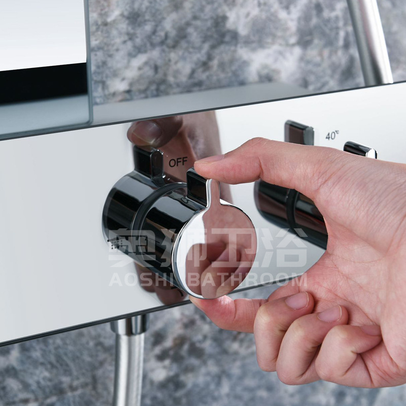 French Wanai's popular all-copper constant-temperature shower set, featuring a one-hole four-outlet smart large storage platform and pressurized showerhead Application Scenario