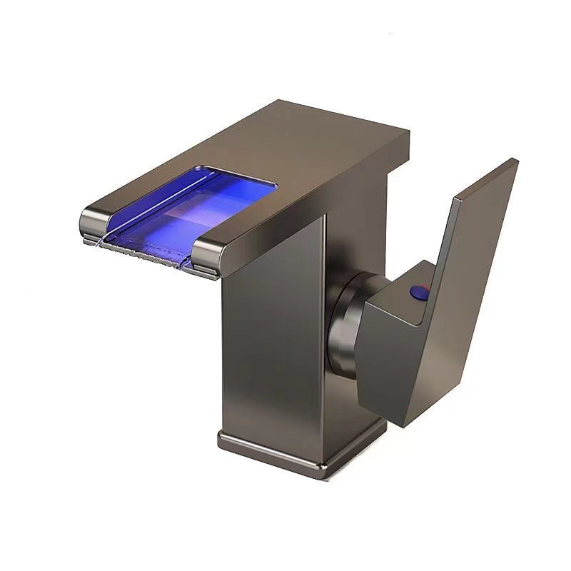 LED light-emitting waterfall washbasin, single-hole faucet, cold and hot water washbasin, balcony bathroom faucet manufacturer wholesale Item Picture
