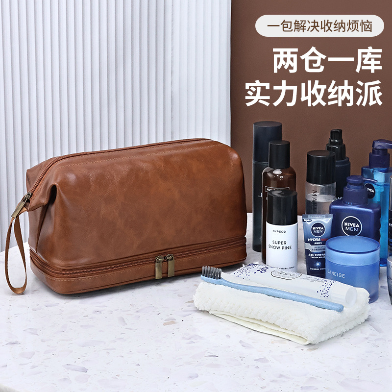 Cross-border manufacturer wholesale business trip and travel men's pu toiletry bags, business hand-held makeup bags, toiletry bags and storage bags Application Scenario