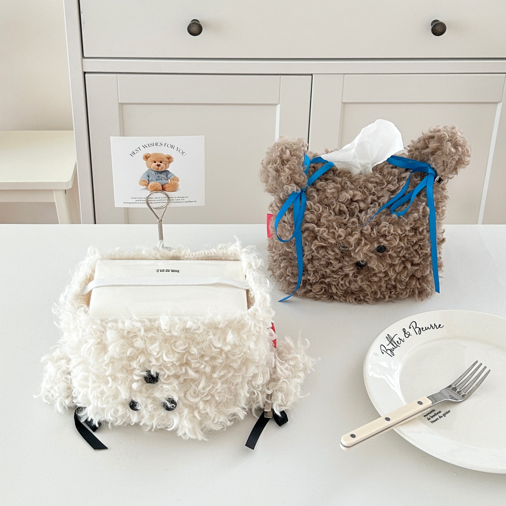 The same style as the blogger! Korean ins cute and good-looking tissue case, car tissue box, tissue pack, home living room details Picture