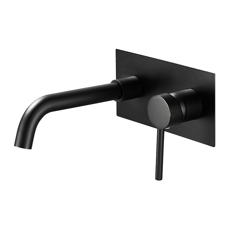 Wall-mounted all-copper black cold rotating hot water faucet concealed installation set household hot melt embedded washbasin manufacturer wholesale Item Picture