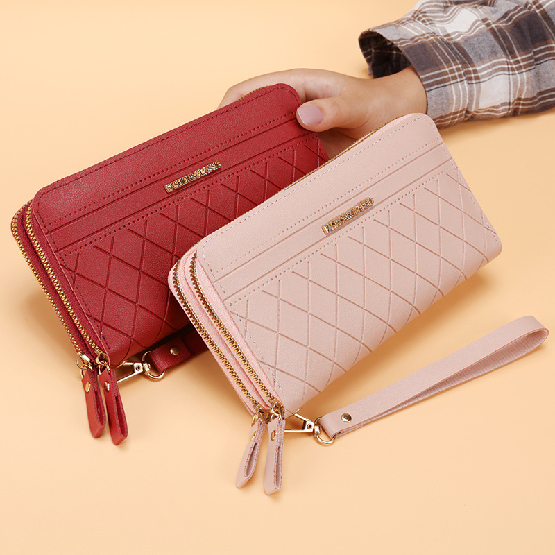 2021 New women's long wallet, Korean style simple double zipper best-selling coin purse, multi-slot wallet card case Application Scenario