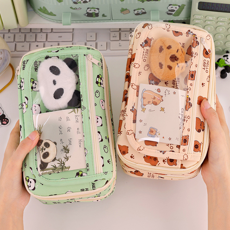 Back-to-school season Panda Nine-layer Pencil case, large capacity, cute, stain-resistant, high appearance level stationery pencil box for junior high school and primary school students details Picture