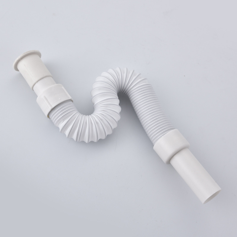 Washbasin drain, mop sink drain pipe, plastic expansion pipe, washbasin steel wire rubber head drain hose, anti-mold details Picture
