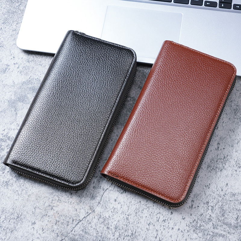 Long men's zipper wallet, large-capacity wallet, clutch, mobile phone bag, casual business card money Specification drawing