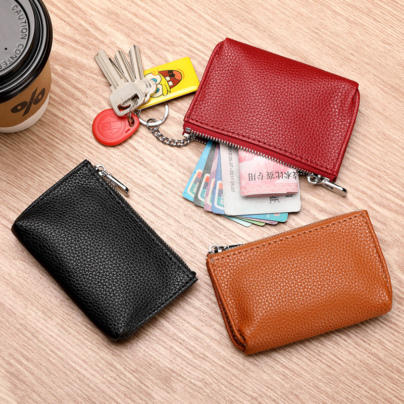 New cross-border pu men's and women's coin purse, zipper coin case, small wallet, short key case and card case full figure