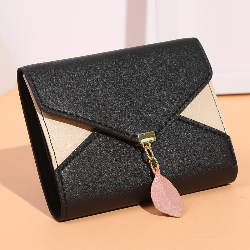Women's short handbag 2020, envelope bag, coin holder, PU leather spliced color contrast, 30% off purse Specification drawing