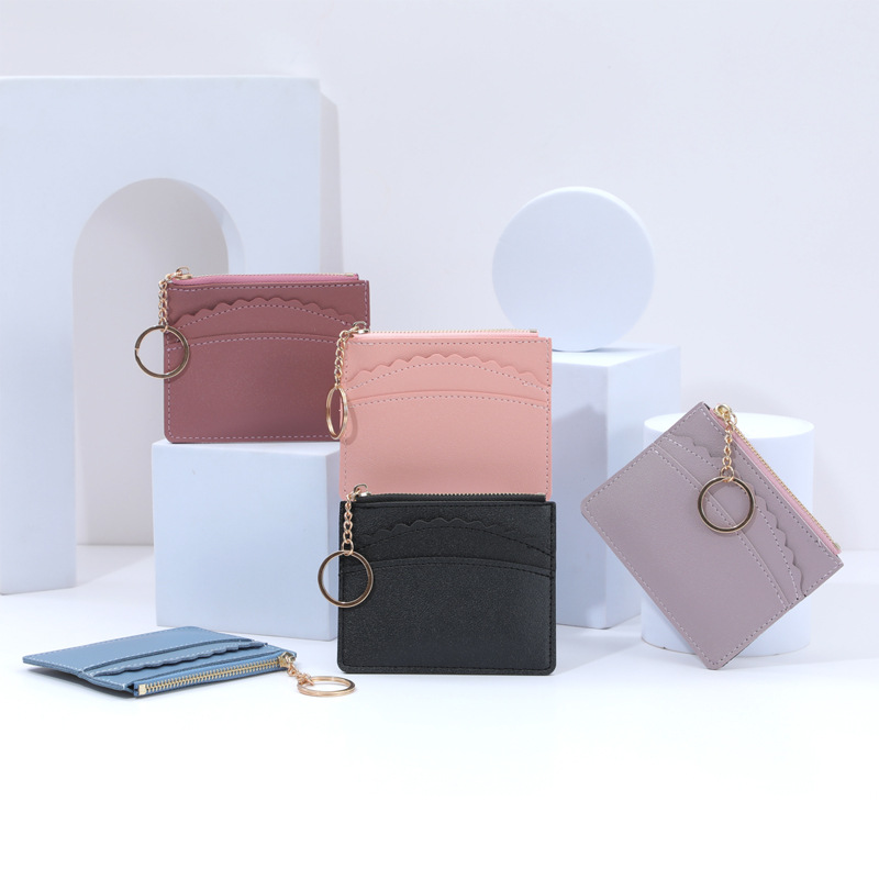 New card case, coin purse, zipper, mini wallet, female student coin storage, wavy lace keychain wholesale order Application Scenario