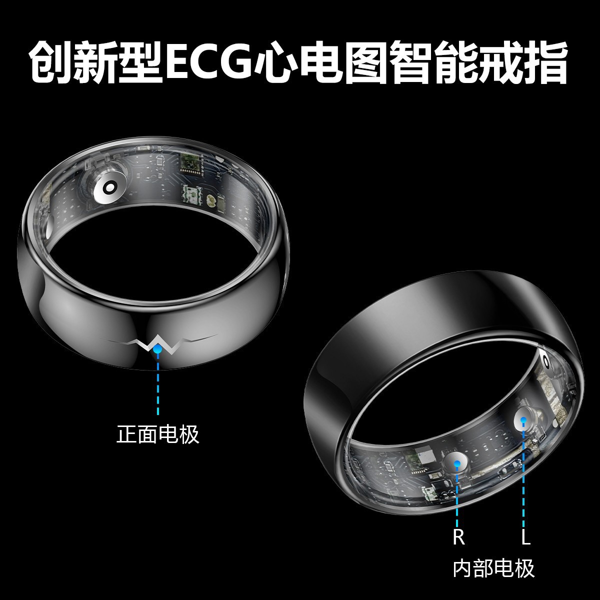 KPEP's new smart ring features electrocardiogram, heart rate, blood oxygen, blood pressure, blood sugar, body temperature, sleep and exercise Specification drawing