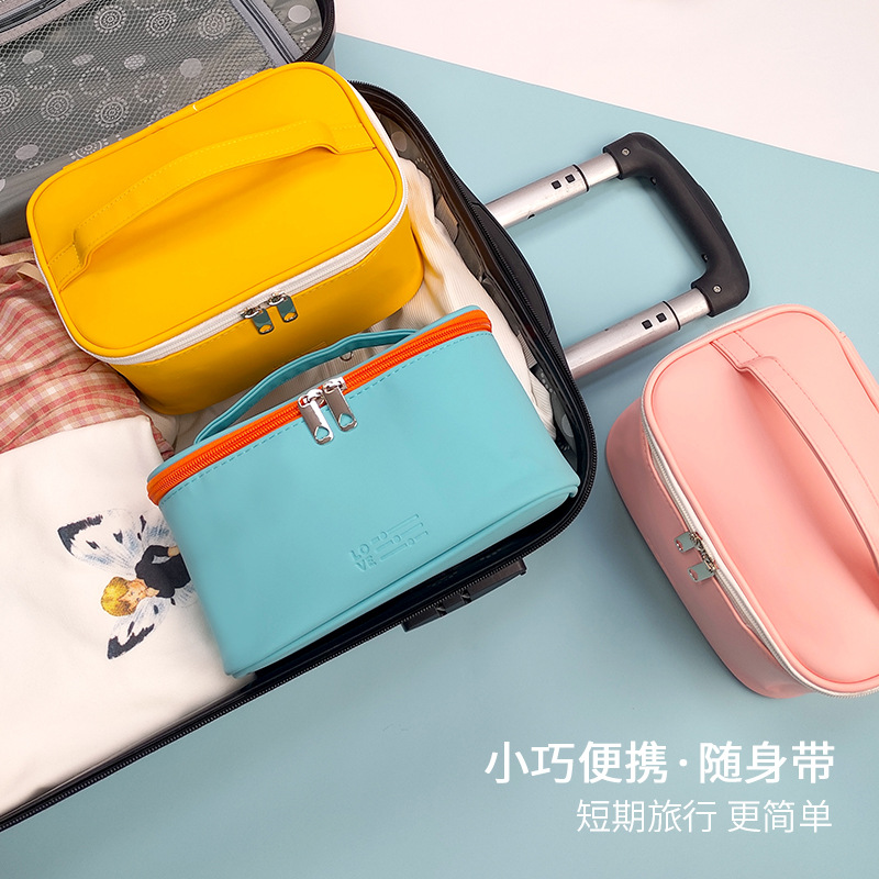 New Korean-style PU makeup bag, hand-held makeup box, large-capacity storage bag, cosmetics storage bag, portable storage bag details Picture