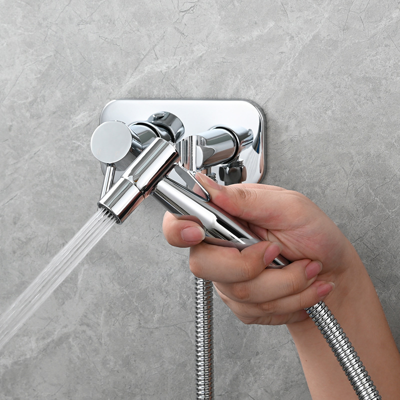 Concealed pressure-increasing toilet spray gun set, hot and cold women's washbasin nozzle, black toilet companion, pressure-increasing flushing small showerhead details Picture
