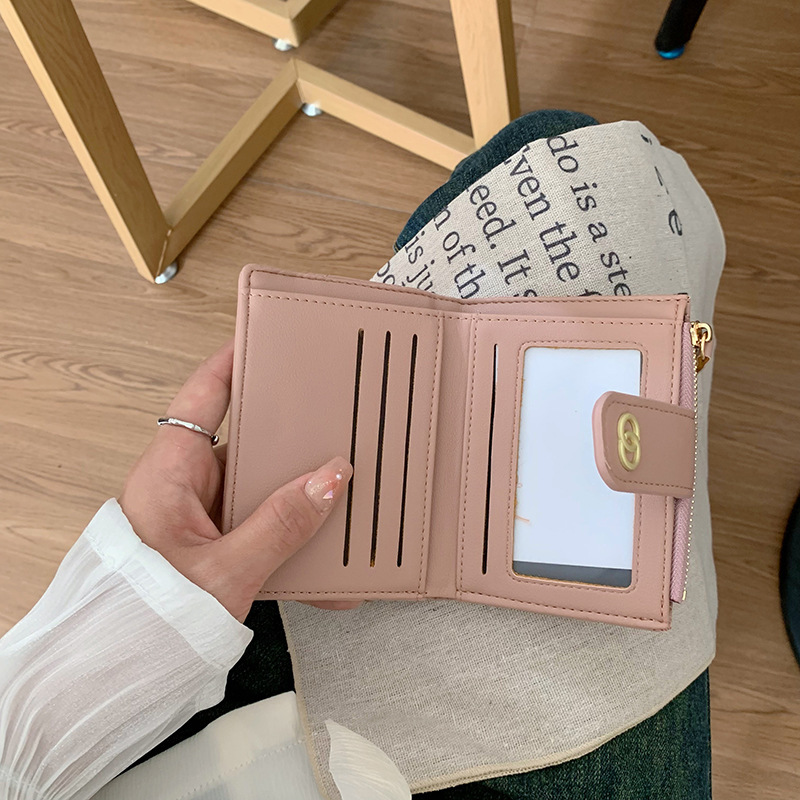 Korean version ladies' wallet with multiple slots, short and small coin purse, versatile and trendy card case, PU embroidered wallet in stock Specification drawing