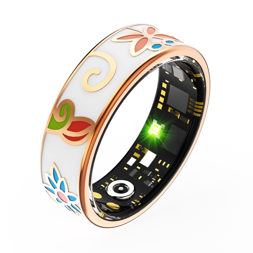 R18 Smart Ring: Heart rate, sleep, Blood Oxygen Monitoring, Remote care, multi-movement, enamel color craftsmanship women's ring Item Picture