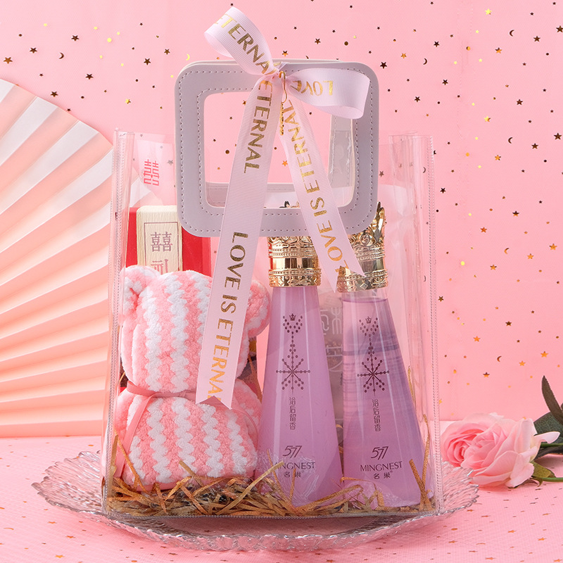 Plastic handbags, wedding candies, gift bags, PVC transparent hand-held bags, gift bags, transparent gift bags, PVC bags Specification drawing