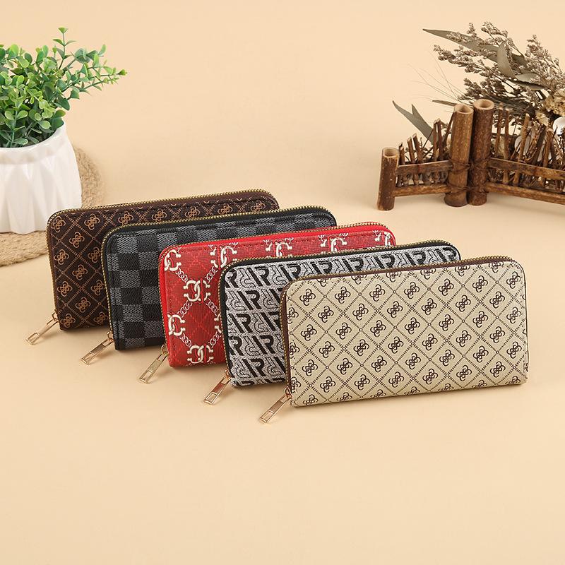Lao Hua PU eco-friendly material wallet, ladies' clutch bag, storage bag, mobile phone bag, long multi-purpose wallet Specification drawing