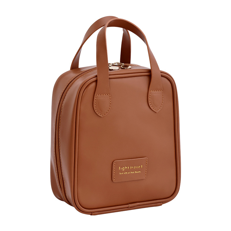 PU handbag, toiletries bag, large capacity for travel, high appearance level, fashionable retro, waterproof, dirt-resistant, simple storage bag Item Picture