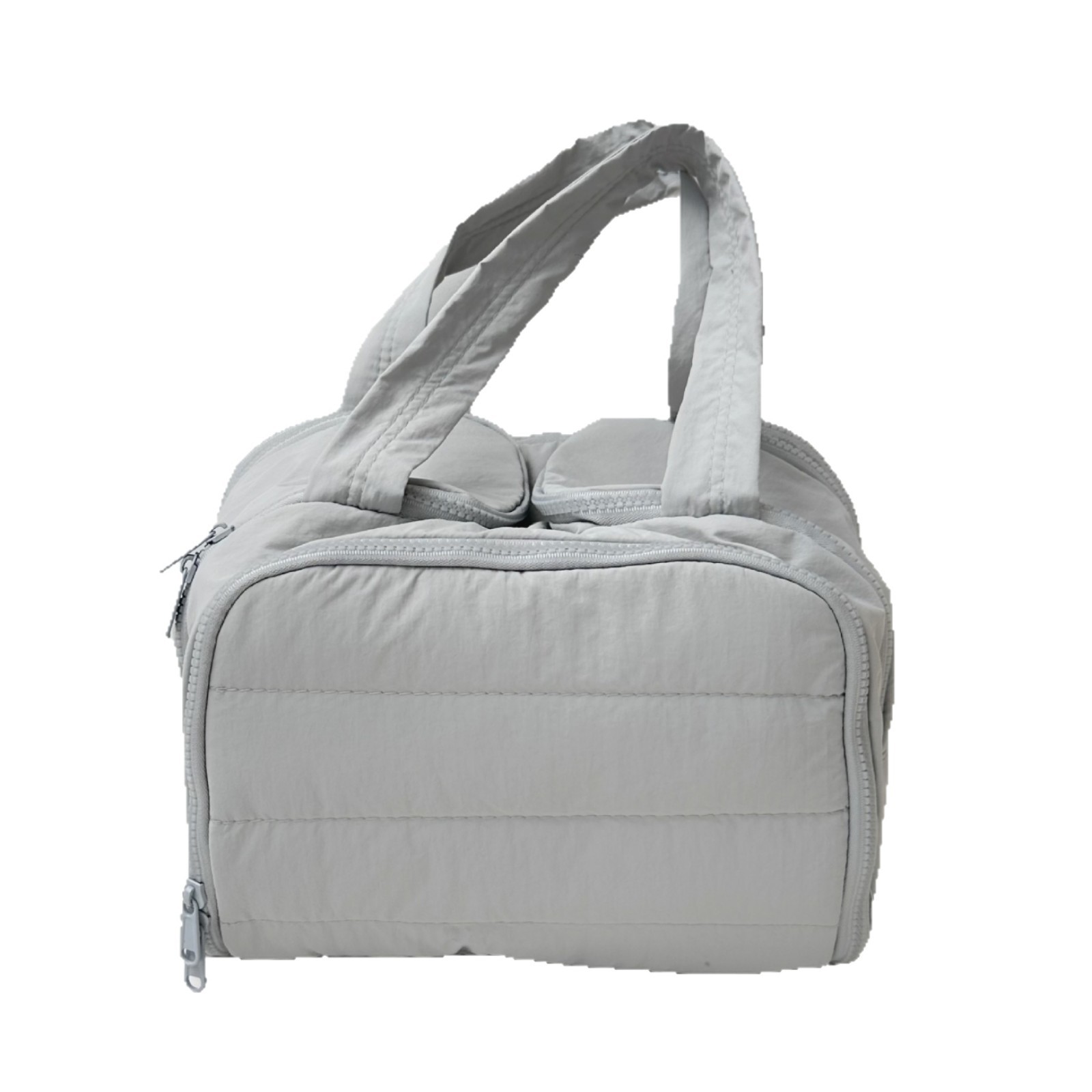 A new high-end large-capacity travel portable toiletry and storage bag for women in 2025, featuring simple grey and pink compartments Item Picture