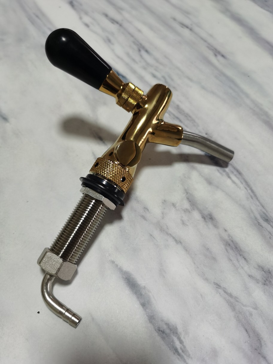 Brass extended through-wall golden PVD adjustable faucet beer faucet draft beer machine equipment undefined