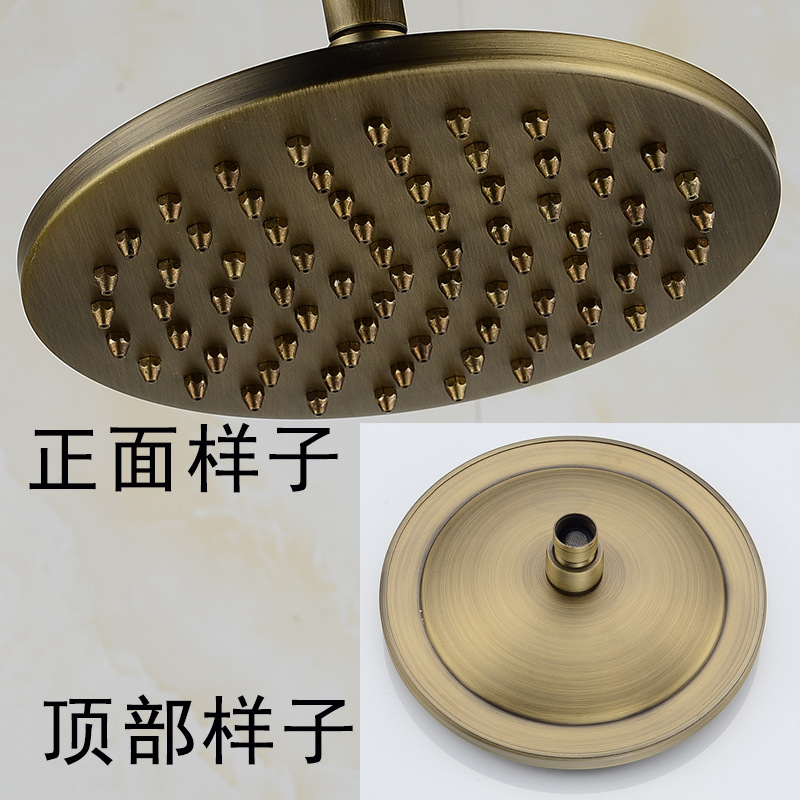 All-copper showerhead, antique copper top showerhead, universal, anti-leakage and anti-clogging plug, black antique copper shower head, single-head patterned edge full figure