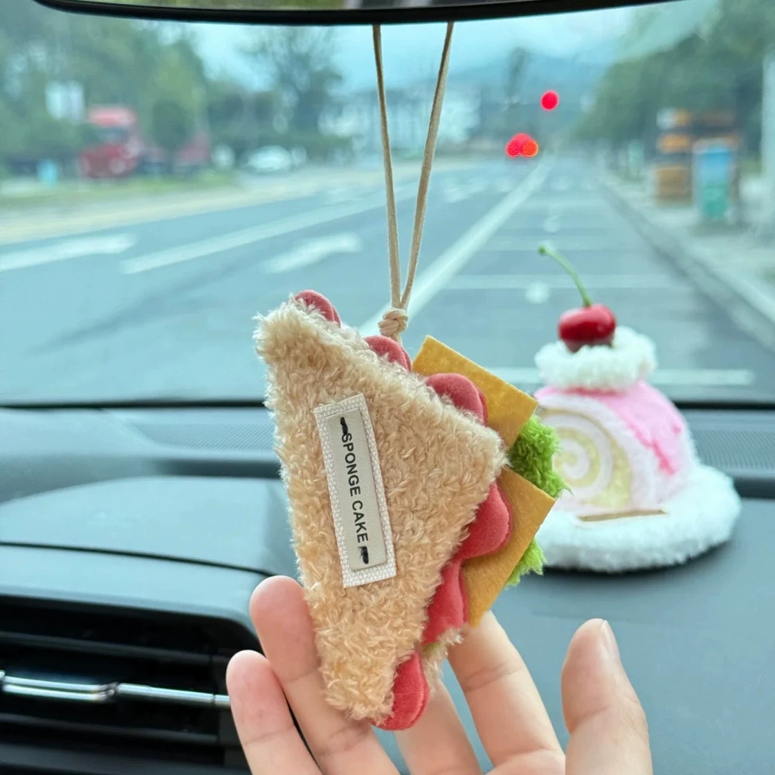 Fun and cute plush dessert house necklace pendant, cute cake cherry accessory, sweet strawberry neck accessory Application Scenario