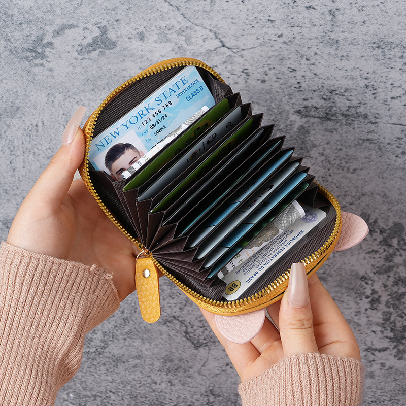 New popular organ card case for girls, lightweight student, piggy zipper, multi-slot card holder, soft pickup clamp, coin purse details Picture