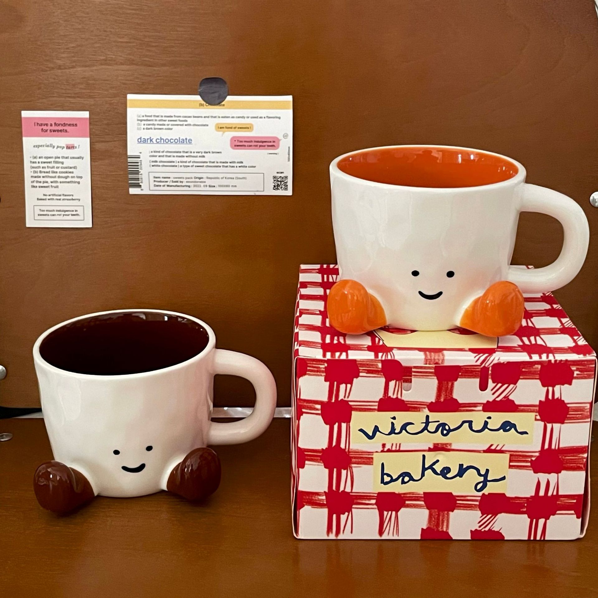 Cute foot mugs, ins creative ceramic, high appearance level coffee cups, beverage cups, milk cups, gift box sets Specification drawing