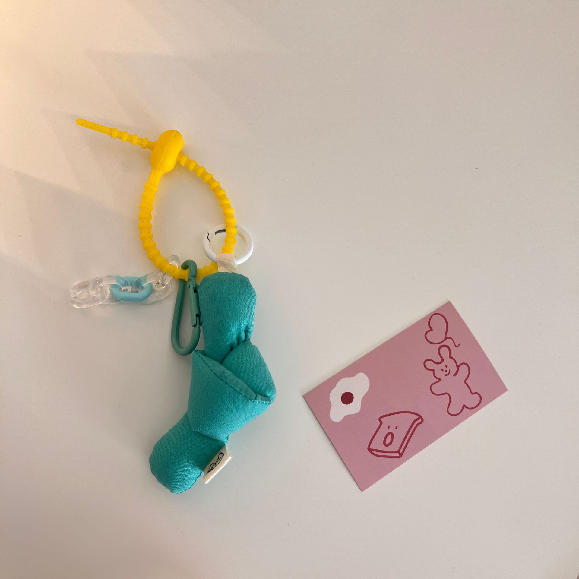 19273 Colorful button-up luggage pendant accessories, small doll pendant, candy-colored checkered children Item Picture
