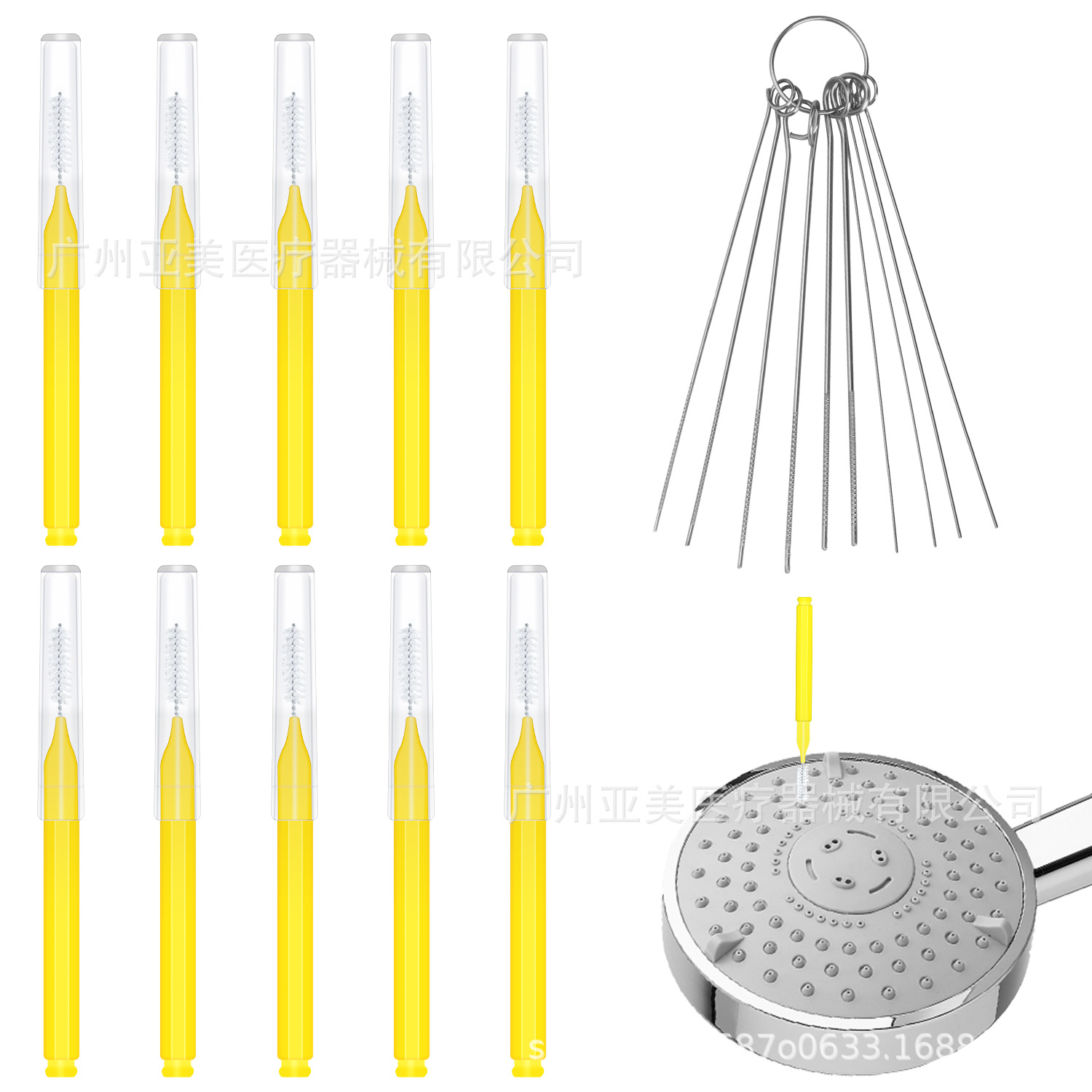 Mini showerhead unclogging brush, unclogging tool, cleaning brush, unclogging needle, household bathroom cleaning, lotus pod crevices cleaning magic tool full figure