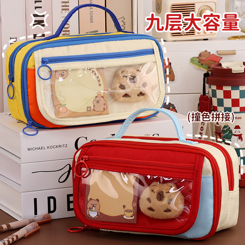 A student pencil case and a boy's stationery box in a Japanese style with a high level of appearance and a niche retro color on Instagram full figure
