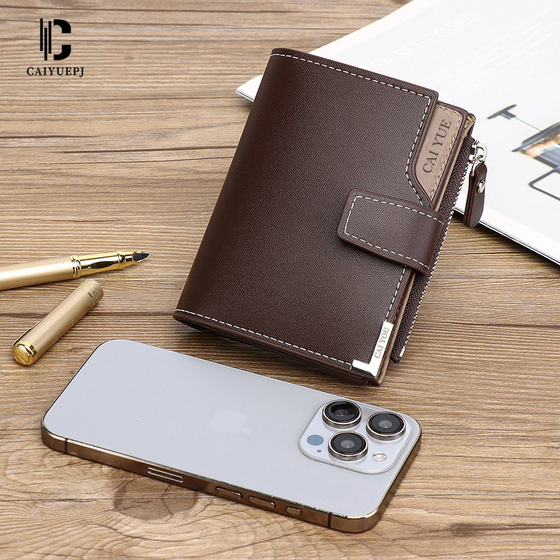The new men's wallet, Wallet vertical multi-functional wallet with zipper buckle, is 30% off. It's trendy and versatile for cross-border use Specification drawing
