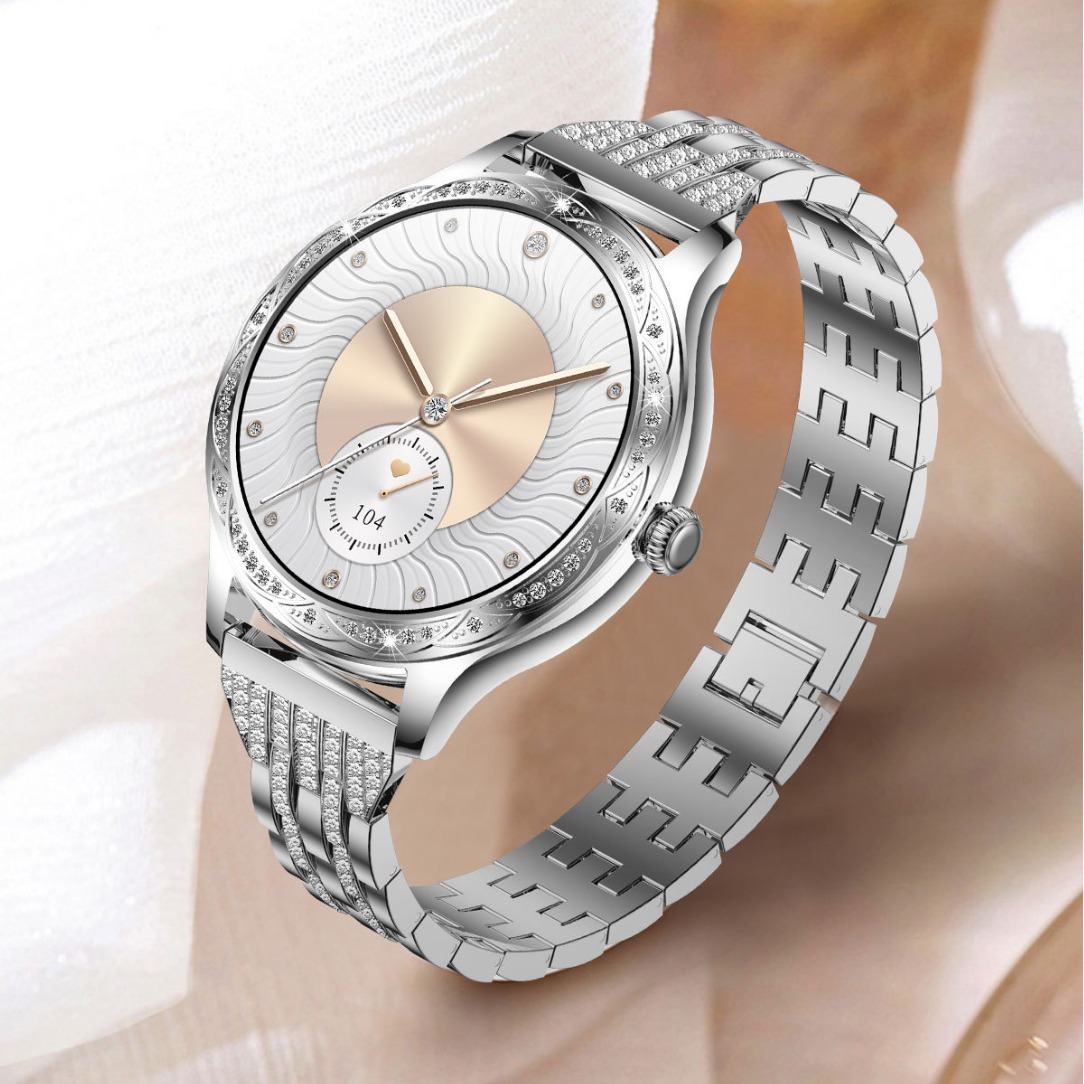 Cross-border AK60 smartwatch sports call fashion diamond ladies' watch round high-definition touch Bluetooth answer full figure