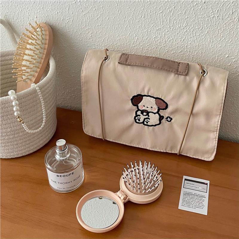 Cartoon detachable mesh four-in-one large capacity folding cosmetics storage bag, travel portable toiletry and makeup bag Specification drawing