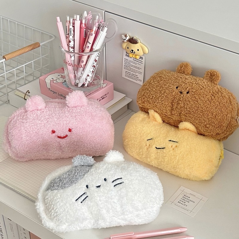Original! High appearance level plush pen case, ins cartoon cute, multi-functional large capacity storage bag, student stationery bag full figure