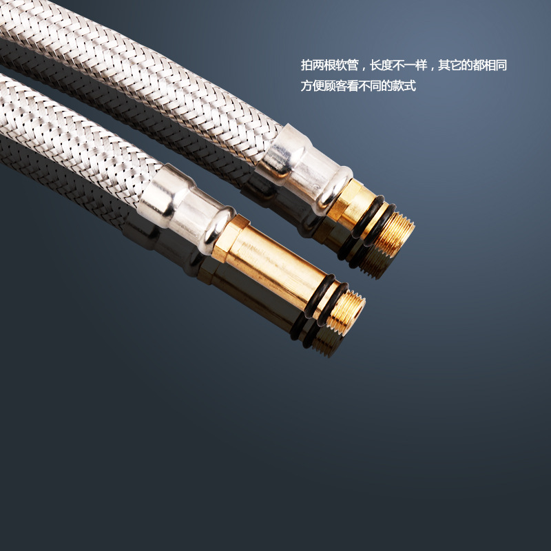 Stainless steel single-ended pointed cold and hot water braided water inlet hose can be processed and produced by a professional manufacturer in stock Application Scenario