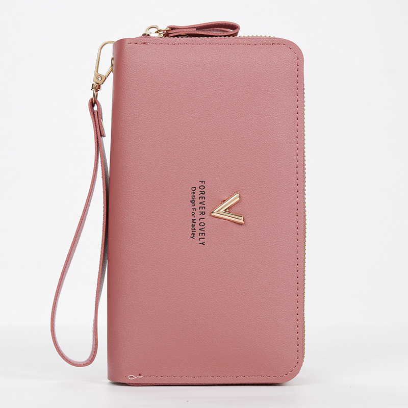 2021 New long style for ladies, Korean version simple double-zipper large-capacity coin purse, multi-slot wallet card case Item Picture