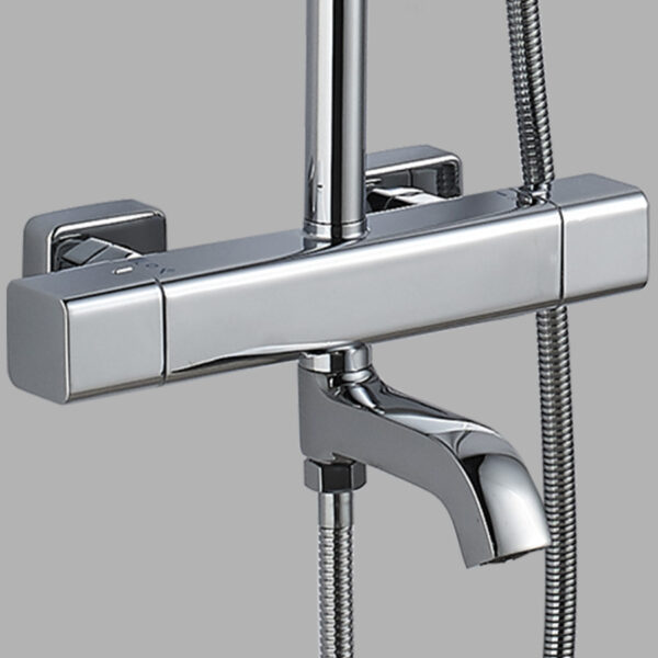 Black square constant-temperature three-speed shower head set for cross-border export of foreign trade, bath and shower lift set for hotels Specification drawing
